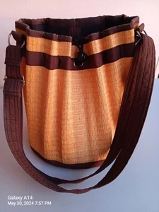 Cambodian Straw Drawstring Purse - Picture 1 of 4