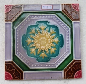 PIASTRELLE VINTAGE ART NOUVEAU MAIOLICA FIORE GIALLO DESIGN ARCHITETTURA PIASTRELLA NH4434 - Foto 1 di 12