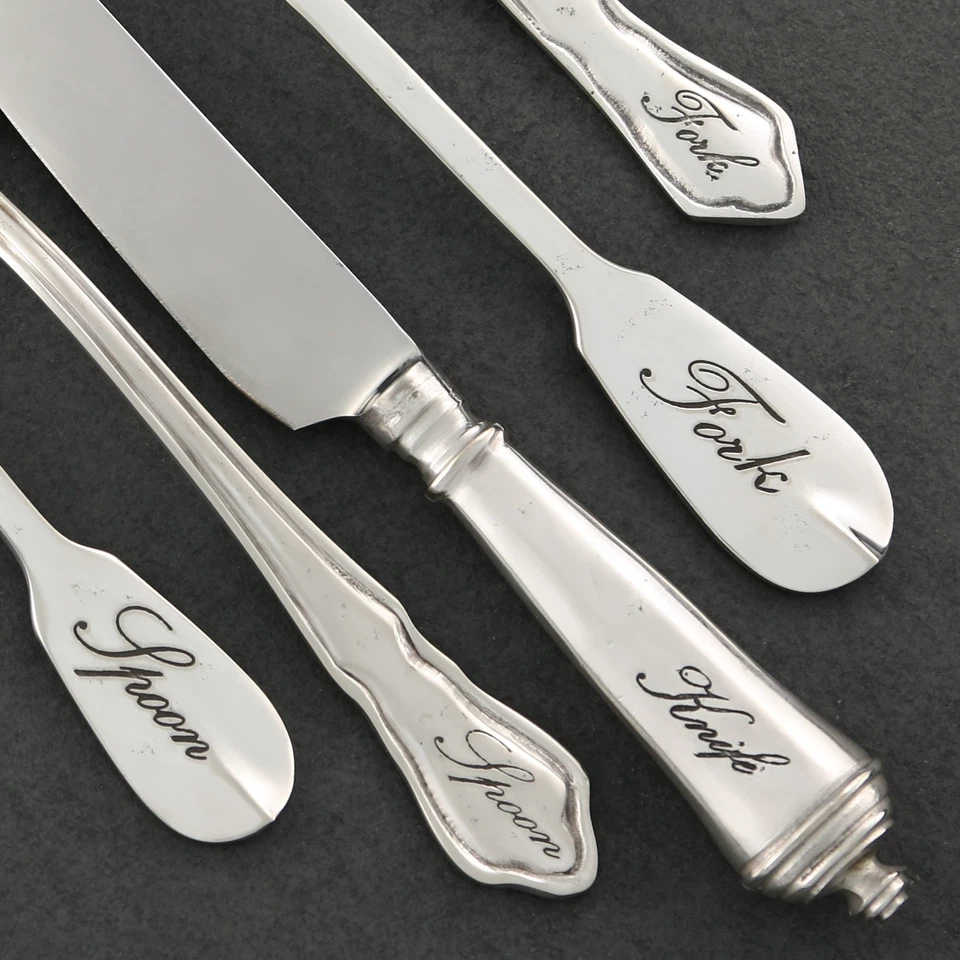Pottery Barn ANTIQUE SILVER SENTIMENT Silverplate Engraved Words CHOICE Flatware - Image 1 of 1
