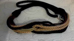 Cinturón elástico estilo cuerda 39" extremo/extremo dorado/negro/rojizo/broche de gancho de tweed - Imagen 1 de 5