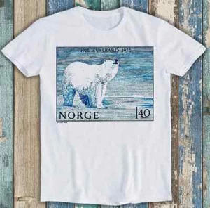 1975 Norway Svalbard Polar Bear Postage Stamp Mail Funny Gift Tee T Shirt M1619 - Picture 1 of 2