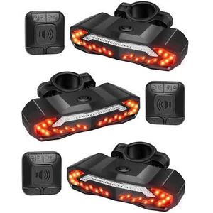 3PCS Bicycle Bike Tail light Rechargeable Smart Turn Signal Warning Alarm Remote - Picture 1 of 12