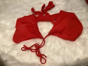 Red Bikini Top Halter Women Criss Cross Swim Tops XL - Picture 1 of 5