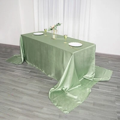 90x156-Inch RECTANGULAR SATIN TABLECLOTH Dinner Wedding Party Linens Decorations - Image 1 of 2