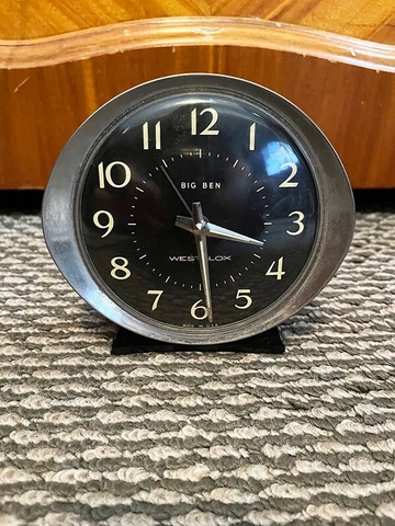 Vintage WESTCLOX BIG BEN Wind-Up Alarm Clock Black Silver WORKS Cover