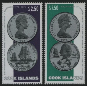 Cook-Inseln 1974 - Mi-Nr. 422-423 ** - MNH - Münzen / Coins (II) - Bild 1 von 2