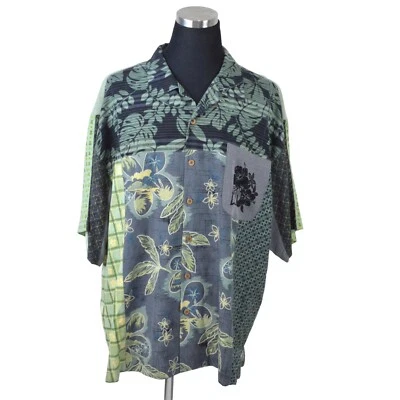 Tommy Bahama Mens Floral Shirt XXL Green Black Floral Copyright 100% Silk - Image 1 of 4