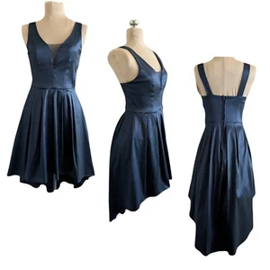 Neu mit Etikett Midnight Doll Jrs 3/Damen XS Fit Flare Cocktailkleid schillernd marineblau Satin - Bild 1 von 21