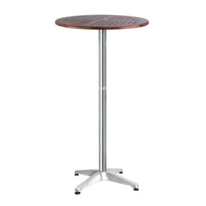 Outdoor Bar Table Wooden Cafe Table Aluminium Pole Round - Picture 1 of 6