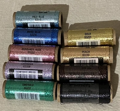 VTG 10 Purrfect Punch Embroidery Thread Metallic Glimmer 1 Ply 225 Yds Plaid - Image 1 of 4