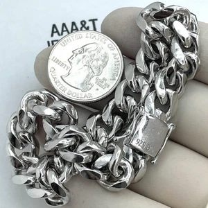 8.5 " REAL 925 SOLID STERLING SILVER MIAMI CUBAN  BRACELET   10mm - Picture 1 of 6