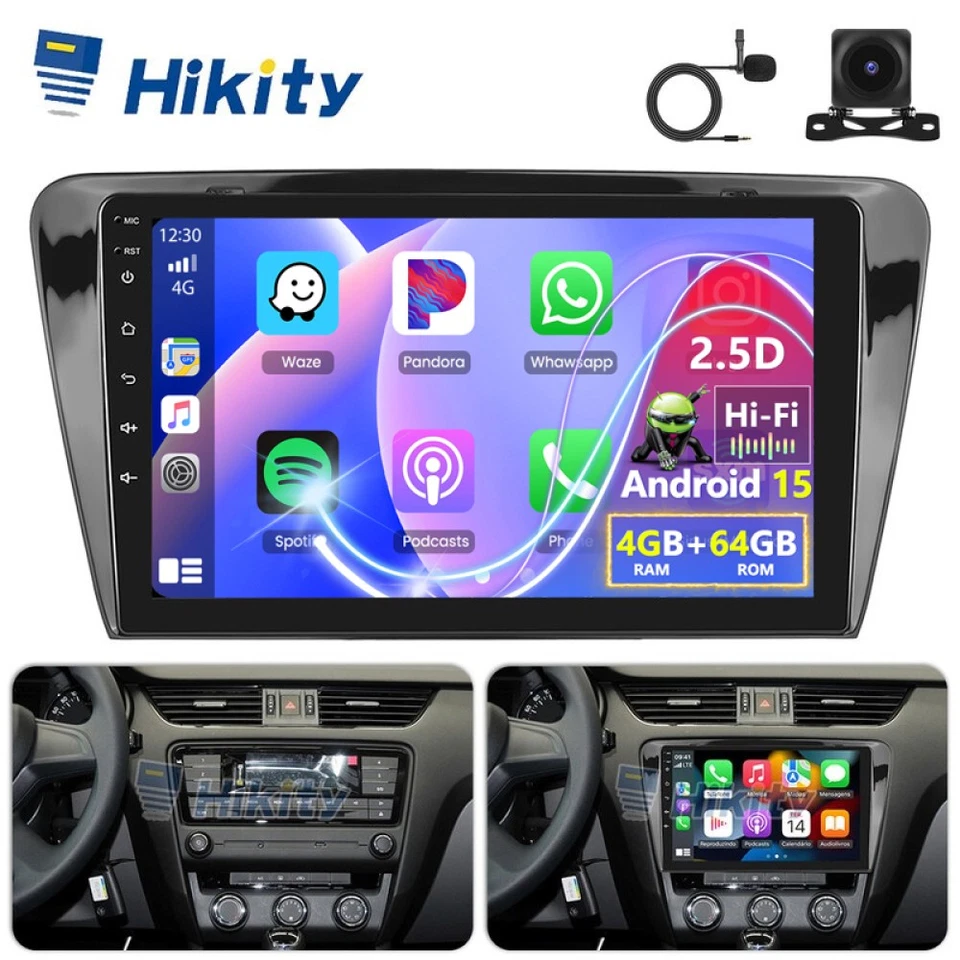 4+64GB CarPlay Android15 Radio Für Skoda Octavia III 5E 2013-2018 NAVI WIFI RDS - Bild 1 von 4