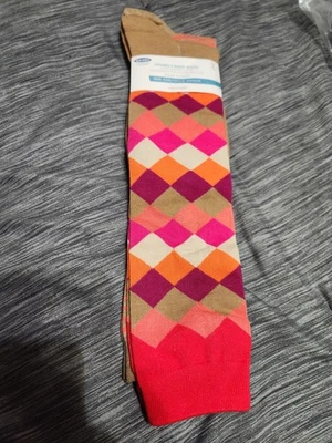 NUEVO CON ETIQUETAS Para Mujer 2 Pares Calcetines Antiguos Azul Marino Talla Única Marrón/Multi Foto 1 de 4