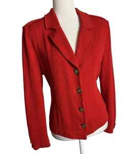 St. John Collection by Marie Gray Red Jacket Santana Knit 4-Button Sz 12 Women's - Picture 1 of 16