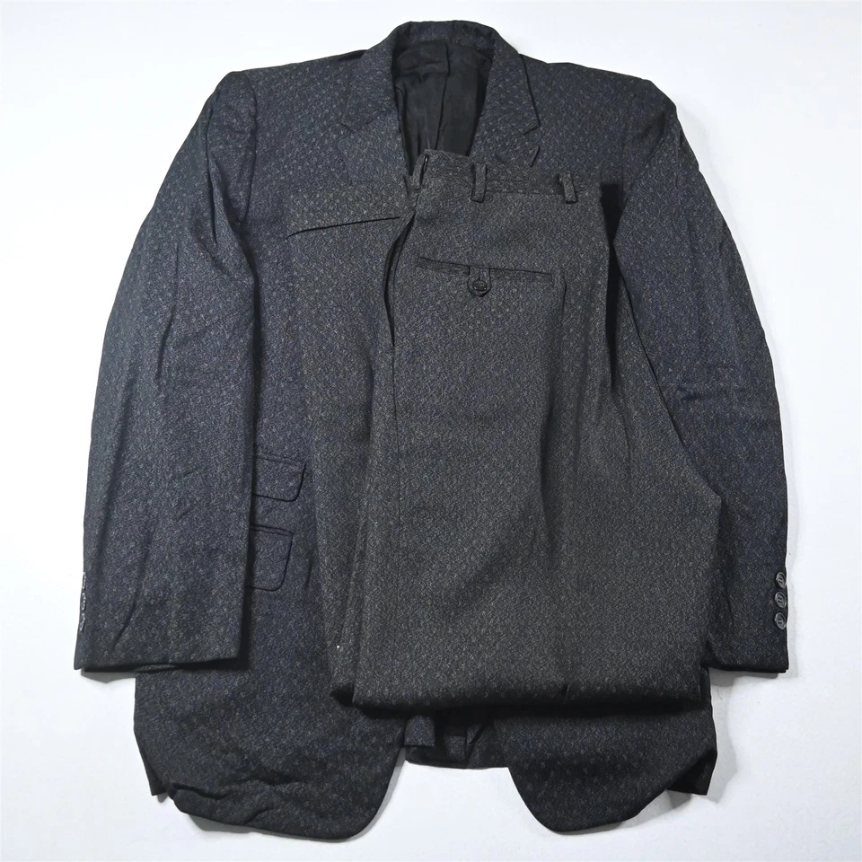 Vtg 1960s 38R 28x30 Black Gold Geometric Dot Mens Jacket Pants Suit - Image 1 of 4