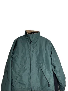 LL Bean Jacket Mens Small Green Fleece Lined Full Zip Worker Bomber Coat - Picture 1 of 8