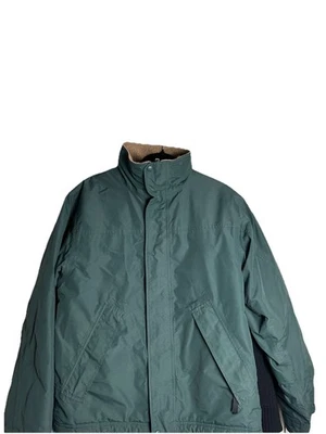 LL Bean Jacket Mens Small Green Fleece Lined Full Zip Worker Bomber Coat - Image 1 of 4