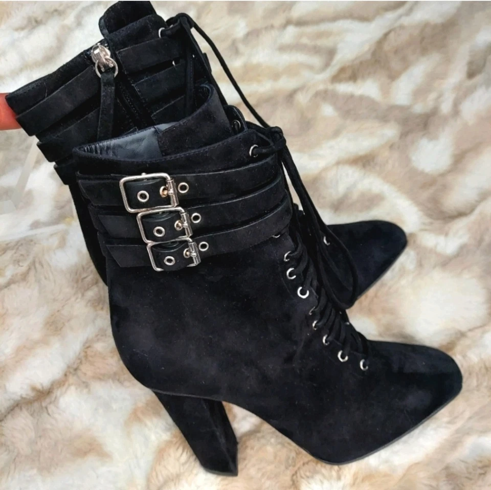 Botines Guiseppe Zanotti de gamuza negra de tacón alto, 38 Foto 1 de 4