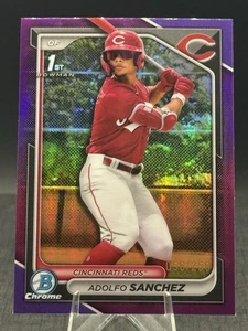 2024 Bowman Chrome Purple Refractor #BCP-252 Adolfo Sanchez 1st /250 Reds - Bild 1 von 2