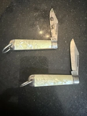 2 cuchillos de bolsillo vintage de una sola hoja Imperial Providence Rhode Island EE. UU. blancos Foto 1 de 4