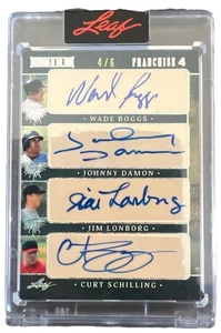2025 Leaf Franchise 4 Auto /6 Boggs Damon Lonborg Schilling Red Sox HOF - Picture 1 of 2