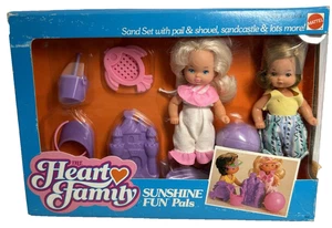 Vintage 80er Mattel Heart Family Sunshine Fun Pals 2 Puppen Sand Strand Neu Spielset - Bild 1 von 24