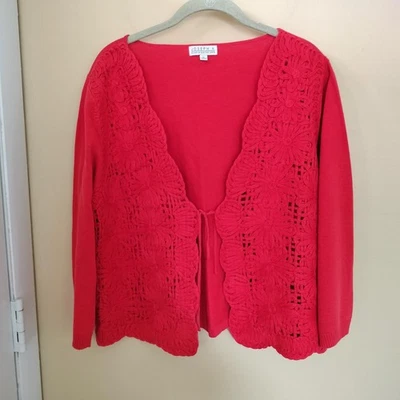 Joseph A. Cárdigan Suéter Bordado Soutache Frontal Corbata XL Y2K Oficina Artístico Foto 1 de 4