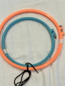 Two Embroidery Hoop Blue Plastic 8” Orange Plastic 10” Screw Cross Stitch Crafts - Picture 1 of 4