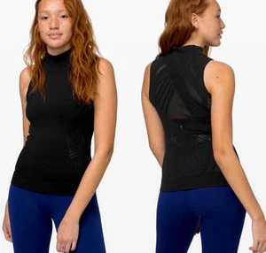 Camiseta sin mangas Lululemon Reveal Aurora cuello falso talla 4 entrenamiento negra - Imagen 1 de 10