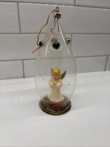 Antiguo adorno alemán transparente en forma de lágrima ángel interior - Imagen 1 de 11