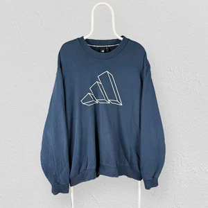Adidas Blue Pullover Sweatshirt Big Logo Graphic Mens XXL - Picture 1 of 4