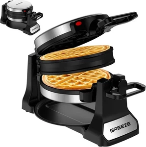 Waffle Maker, Double Belgian Waffle Maker 180°Flip, 1400W Waffle Iron 8 Slice... - Picture 1 of 9