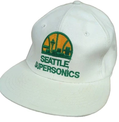 Vintage Seattle SuperSonics  White Snapback Hat Cap 80's 90's NBA - Image 1 of 4