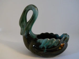 VTG Blue Mountain Pottery Ceramic Swan Planter Blue-Green Drip Glaze 4.75" L - Bild 1 von 5