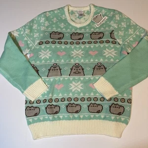 Pusheen Fair Isle Sweater Christmas Winter 2018 Sz S NWT Mint Green Acrylic - Picture 1 of 6