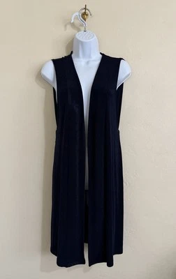 Chaleco abierto tejido acetato Chicos Travelers largo talla 1 - azul marino Foto 1 de 4