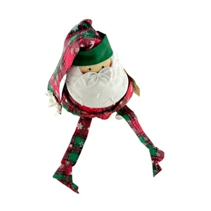 Vintage Snowflake Nicky Fabric Weighted Santa Claus Shelf Sitter Holiday Decor - Picture 1 of 7