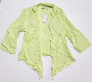 Chaqueta alta-baja Chico's para mujer 0 verde manga 3/4 drapeado frontal rayón ajuste regular - Imagen 1 de 16