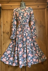 Per Una Grey Pink Tea Party Kaftan Boho Summer DRESS 12 Wedding Occasion MIDI - Picture 1 of 5