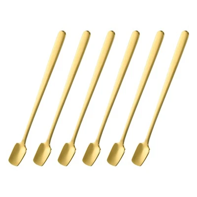 6pcs Espresso Spoons 6.1 Inches Stainless Steel Square Coffee Spoon Gold Tone - Image 1 of 4