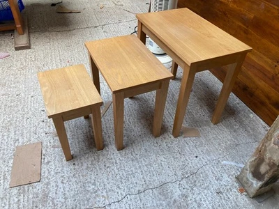 Brown Wooden Nest of 3 Tables with Detachable Legs - Image 1 of 4