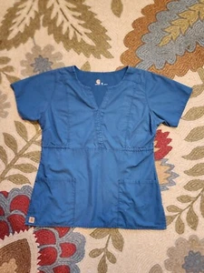 Carhartt RN# 132653 Med Scrub Top Womens Extra Small Solid Blue-Green 2 Pocket  - Picture 1 of 6