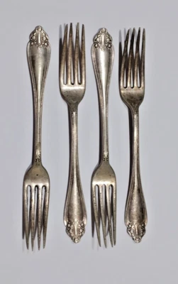 Antique Rodgers And Hamilton Marquis Silver Plated Fork Lot Of 4 Vintage  - Image 1 of 4