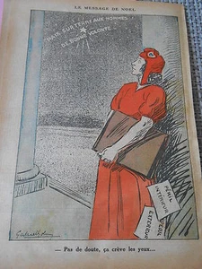 Paix sur terre au hommes de bonne volonté ca crève les yeux dessin Print 1935 - Picture 1 of 1