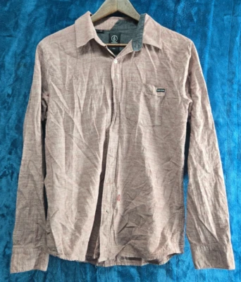 Volcom Medium Red Classic Fit Button Up Long Sleeve Casual Mens - Image 1 of 4