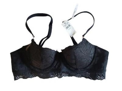 Arie Real Power Black Lace Balconette Push Up Bra Size 34A NEW NWT Underwire  - Image 1 of 4