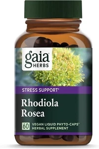 New Gaia Herbs Rhodiola Rosea 60 Vegetarian Liquid Phyto-Caps Exp 05/2027+ - Picture 1 of 8
