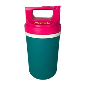 Enfriador de bebidas vintage iglú playmate de 1/2 galón retro neón rosa y azulado década de 1990 - Imagen 1 de 13