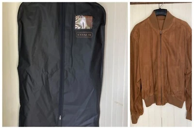NUEVA Chaqueta Coach Marrón Gamuza Cuero Damas XS con Bolsa de Ropa Original Hecha en EE. UU. Foto 1 de 4