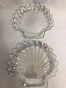 Klare opalisierende Teller in Muschelform Geschirr - Bild 1 von 12
